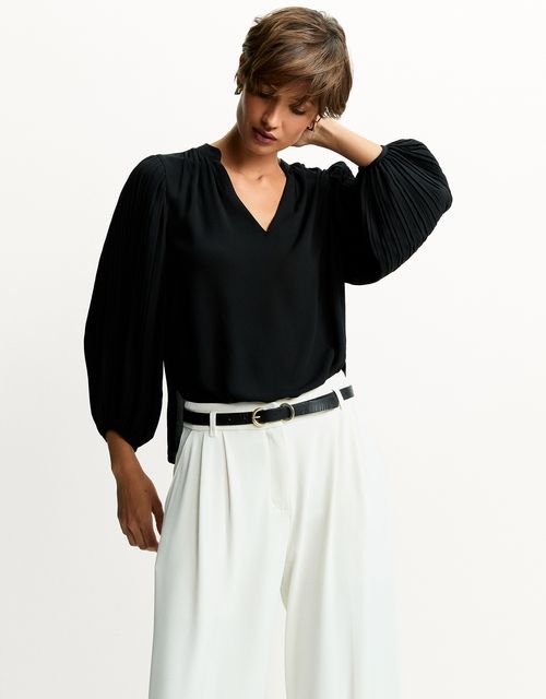 Pleated sleeve blouse
