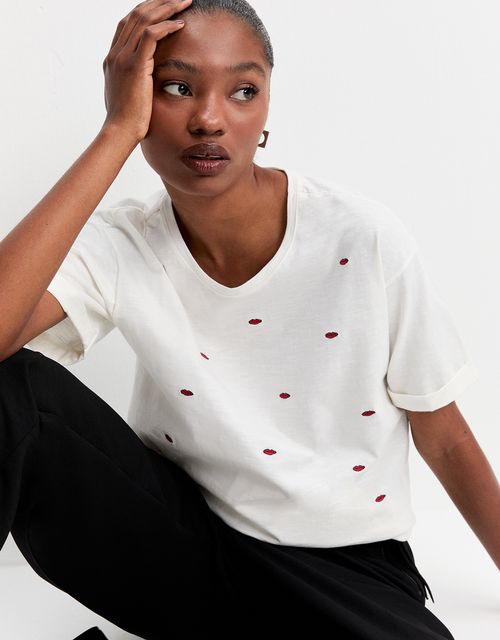 Embroidered mini mouth t-shirt