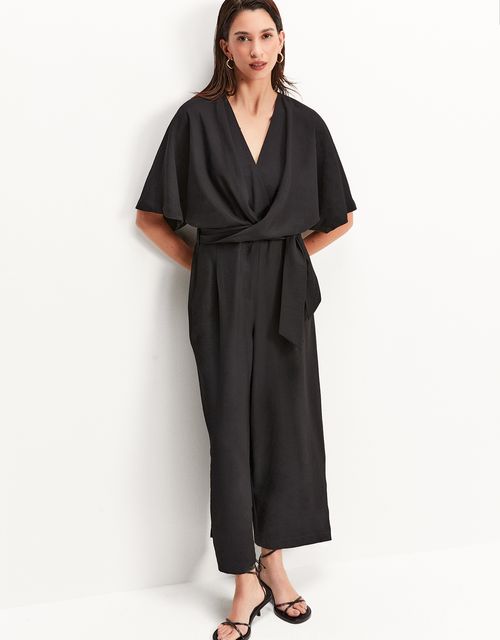 Culotte jumpsuit with tie