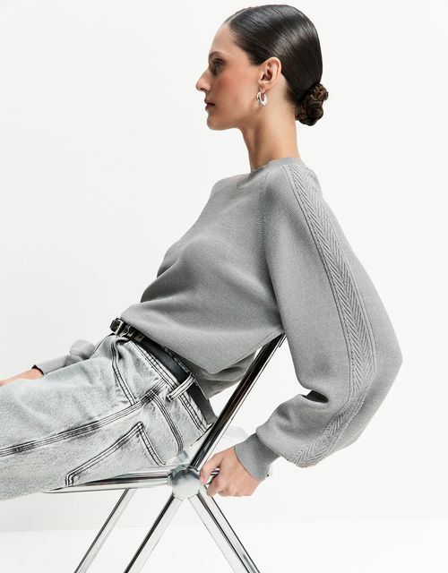 Gray mélange knit blouse