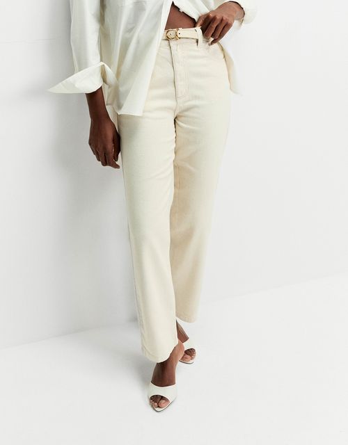Natural straight five pocket pants