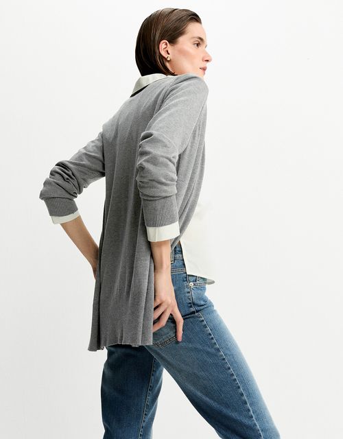 Basic knit mid-length cardigan