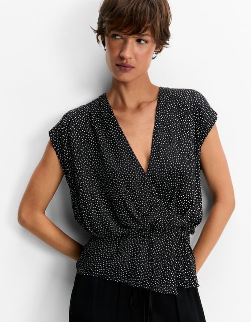 Mini polka dot blouse black and white