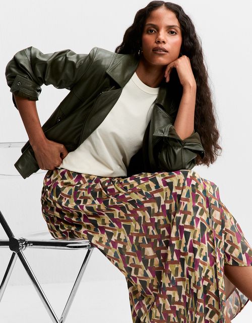 Colorful graphic midi skirt