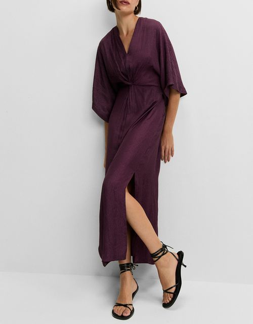 Satin kaftan midi dress