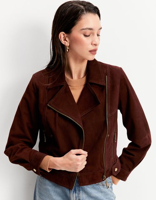 Chamois leather biker jacket