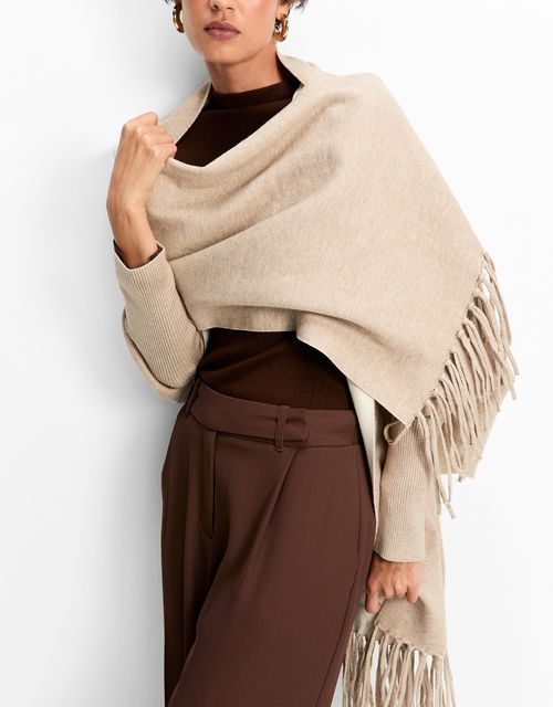 Two-tone khaki knitted coat