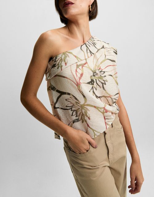 Floral print asymmetric blouse