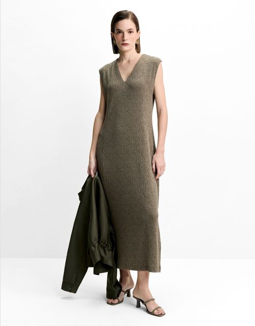 Textured v-neck dress