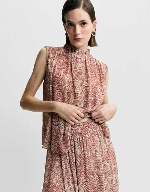 Ruched snake pattern blouse