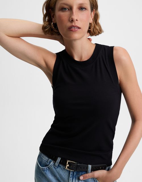 360 Black wide strap tank top