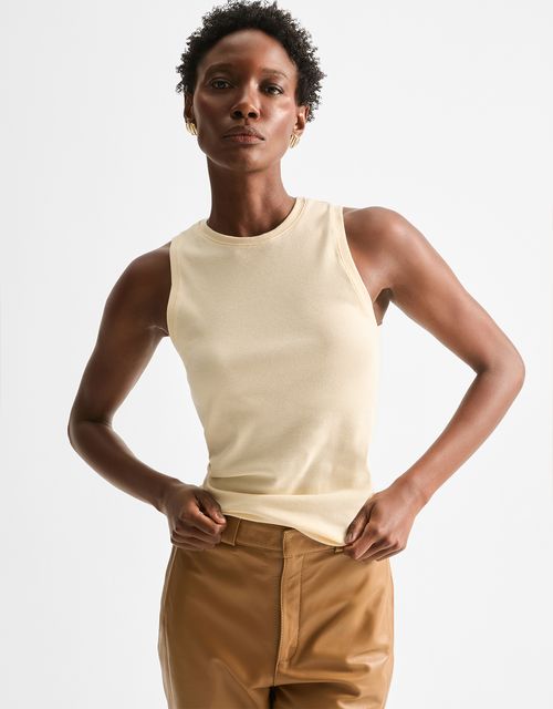 Cotton sand ribbed tank top