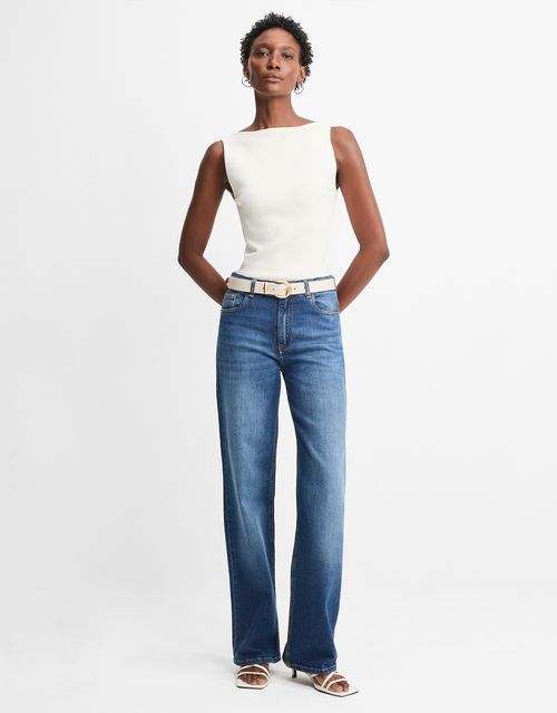 Wide slim five-pocket jeans