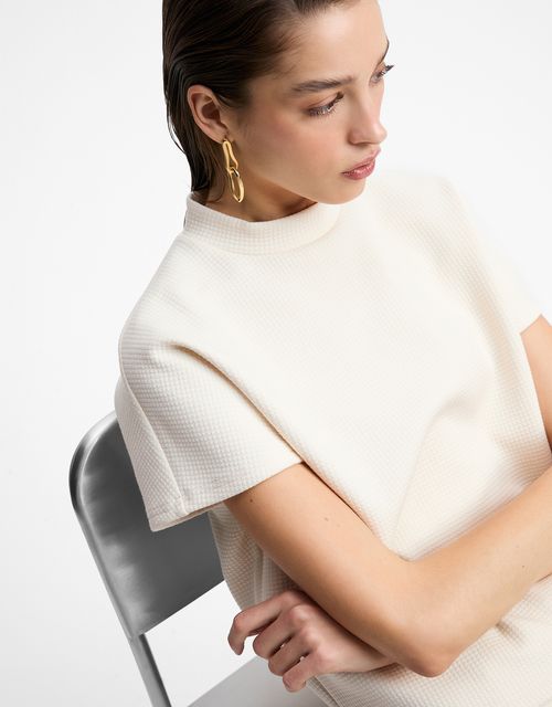 High neck textured blouse 360