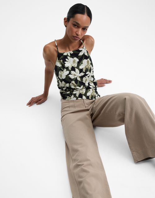 Botanical floral blouse black and white