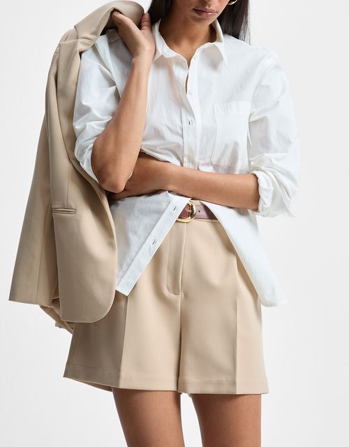 Khaki tailored shorts