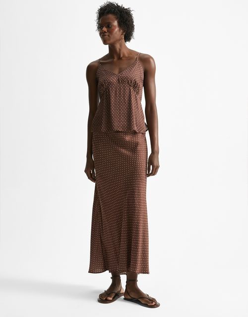 Cognac polka dot skirt