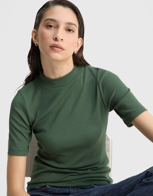 Ribbed high neck t-shirt