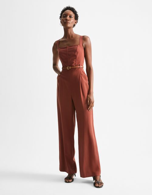 Pleated wide-leg jumpsuit