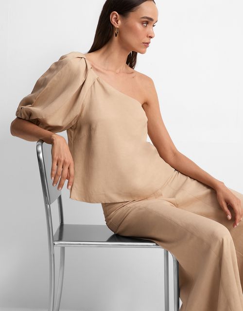Asymmetric pleated blouse