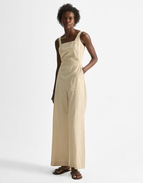 Topstitched wide-leg jumpsuit