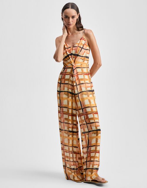 Graphic mustard watercolor jumpsuit