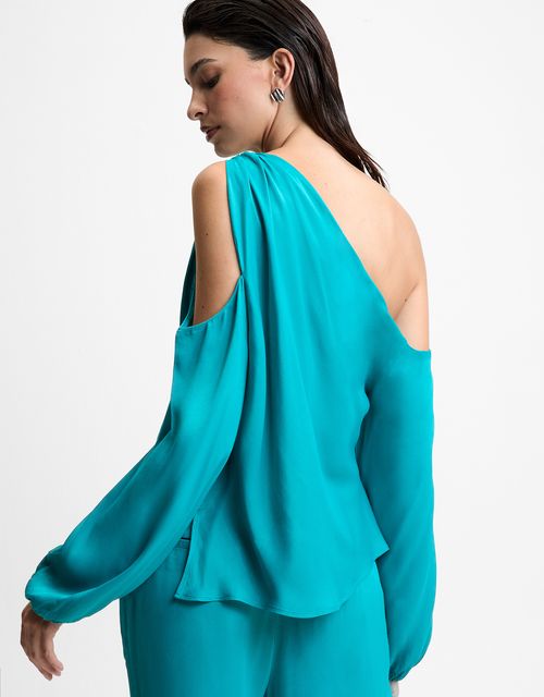 Asymmetrical long sleeve blouse