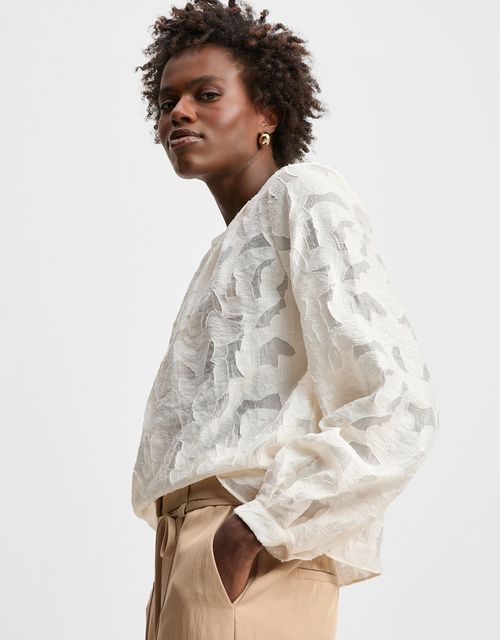 Jacquard pleated blouse