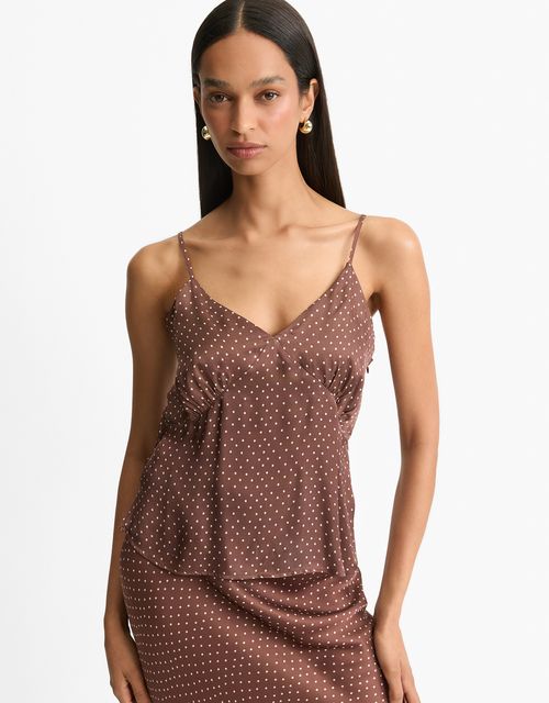 Cognac polka dot tank top