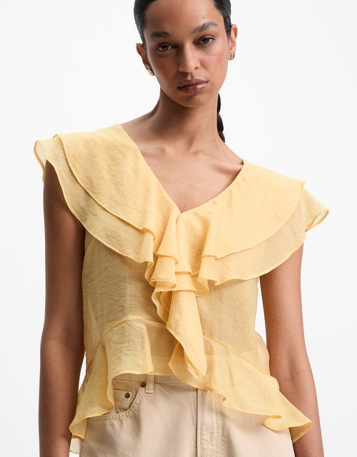 V-neck ruffle blouse