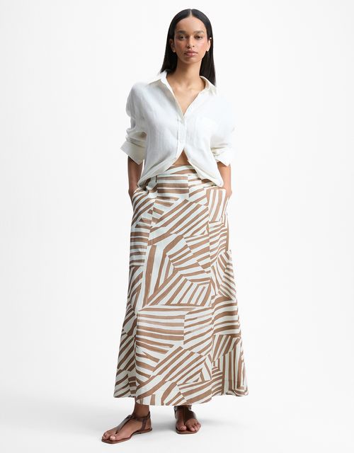 Diagonal geometric midi skirt