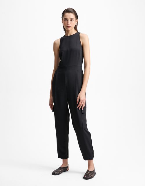 Top-stitched cargo jumpsuit