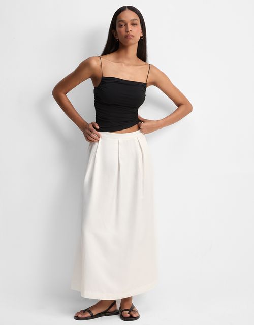 Pleated off-white midi skirt