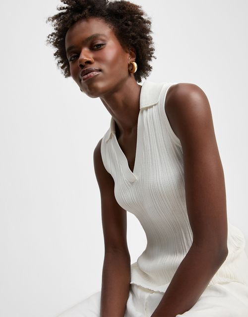 Ribbed knit polo tank