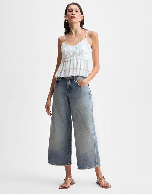 Cropped wide-leg jeans