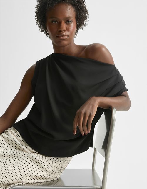 Asymmetric gathered blouse