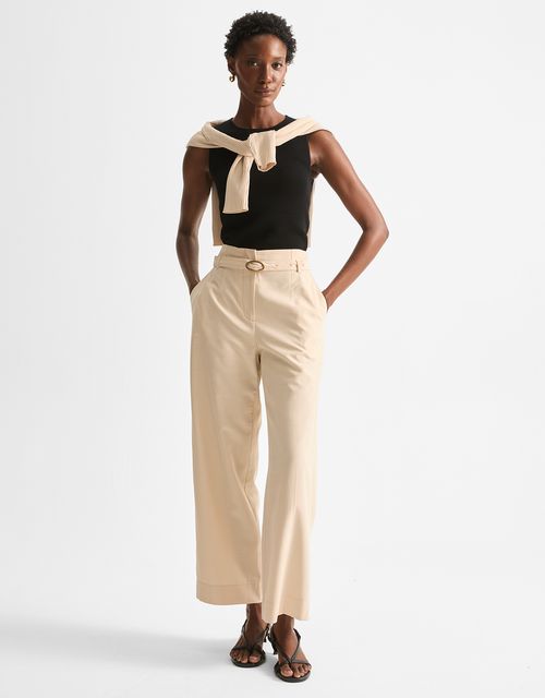 Straight pants with belt