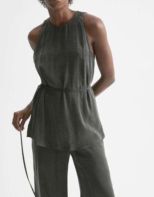 Extended cowl neck tank top