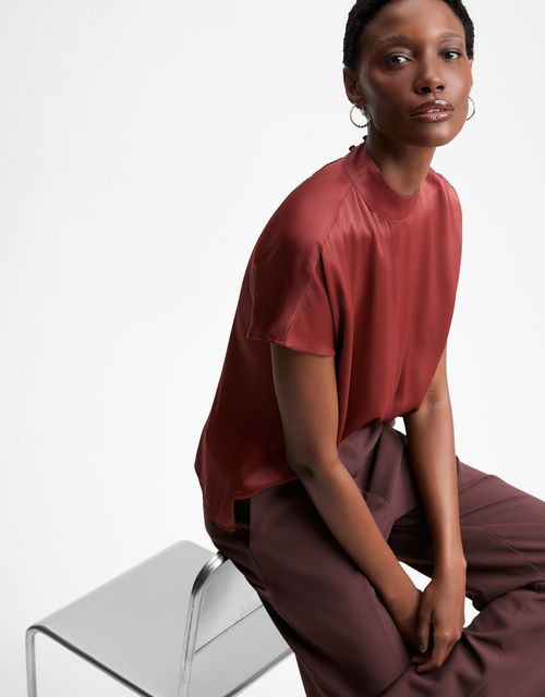 High-neck blouse with cutout