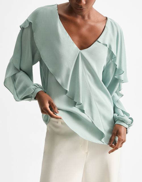 Long sleeve ruffle blouse