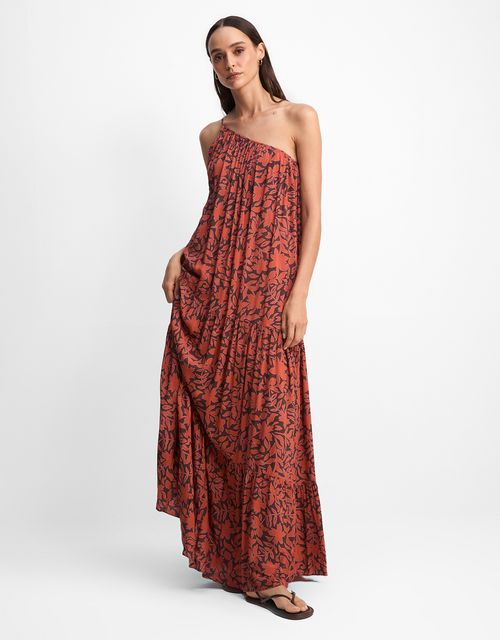 Orange floral dress