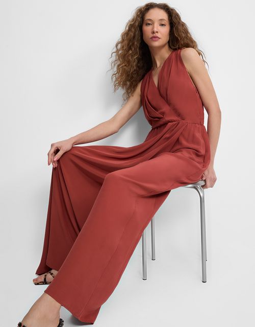 Pleated wrap jumpsuit