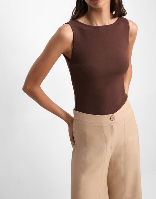 Knit boat neck tank top