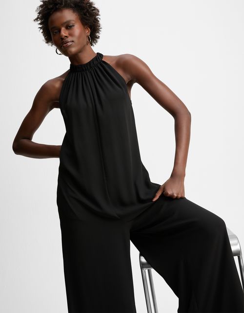 Wide-legged palazzo jumpsuit with ruffles