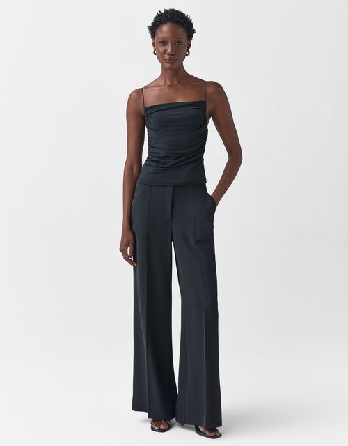 Creased wide-leg pants