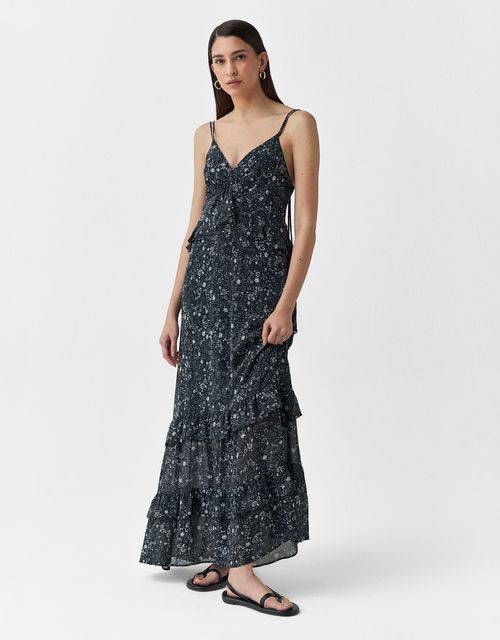 Floral lace midi dress in off-white