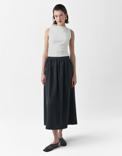 Black a-line midi skirt