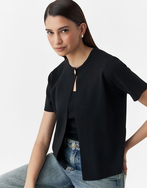 Short sleeve knit cardigan