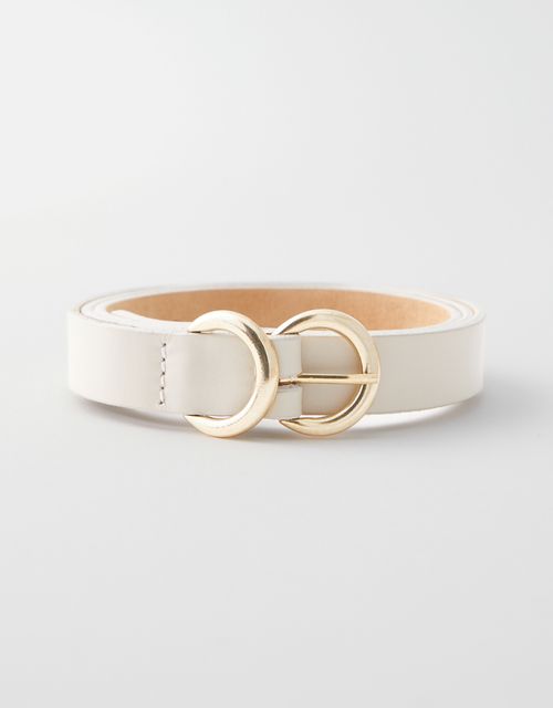 Thin belt with double half-moon buckle